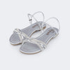 Sandália Infantil Pampili Iris 2 em 1 Tiras Trançadas e Strass Prata