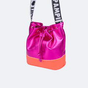Bolsa Bucket Infantil Pampili Metalizada Pink e Coral - bolsa saco