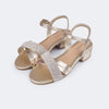 Sandália Infantil Feminina Fancy Salto Strass Dourado