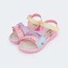 Sandália Papete Infantil Pampili Candy Velcro Laço Colorido