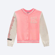 Jaqueta Bomber Kukiê Moletom Strass Rosa Neon - jaqueta bomber infantil