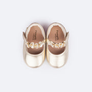 Sapato de Bebê Pampili Nina Flores Dourado - superior do sapato confortável