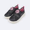 Tênis Infantil Feminino Pampili Up Patch Carinha com Glitter Preto e Rosa