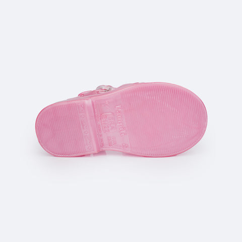 Sandália Infantil Pampili Full Plastic Mini Valen Cintilante Rosa Chiclete - solado antiderrapante