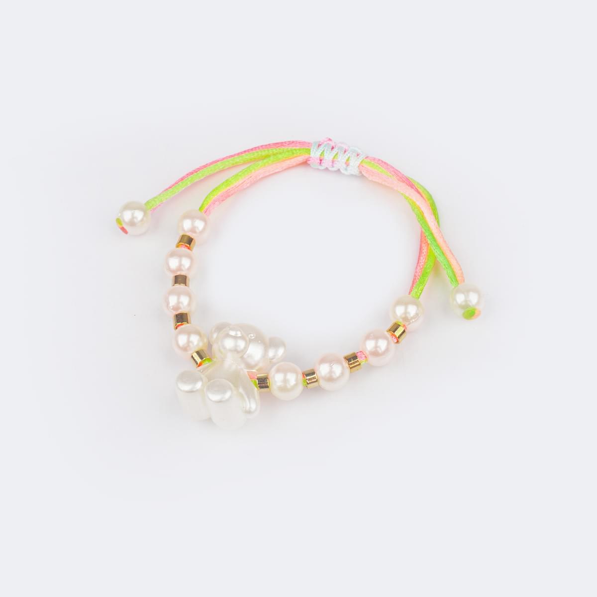 Pulseira Infantil Pampili Ursinho Perolado Colorido Claro - pulseira arco-íris