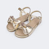 Sandália Infantil Feminina Mili Laço Coração Dourada