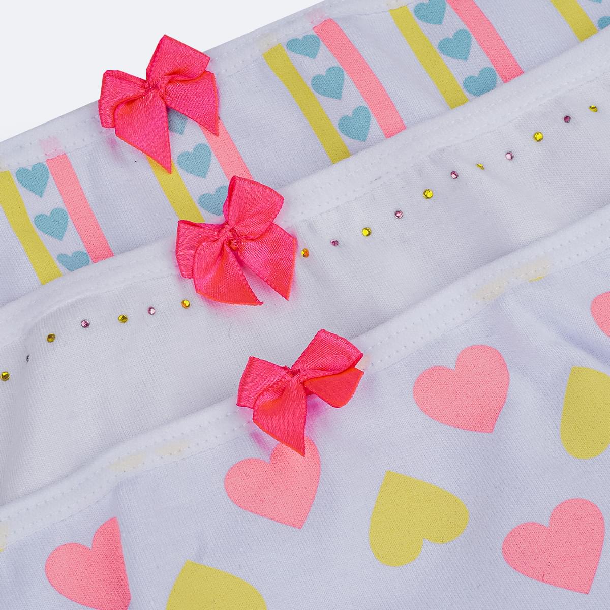 Kit Calcinha Infantil Pampili Sortidas Corações Colorido - calcinha em algodão