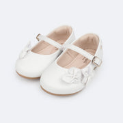 Sapato Infantil Pampili Mini Angel Flores e Pérolas Branco