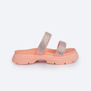 Sandália Infantil Pampili Anny Birken Tratorada com Strass Coral Fresh - sandália birken