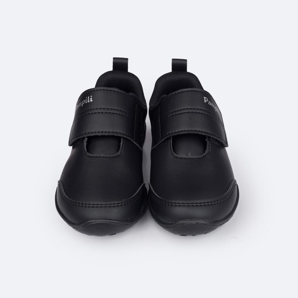 Tênis Escolar Infantil Pampili Honey Preto - Vem com Estojo! - frente do tênis