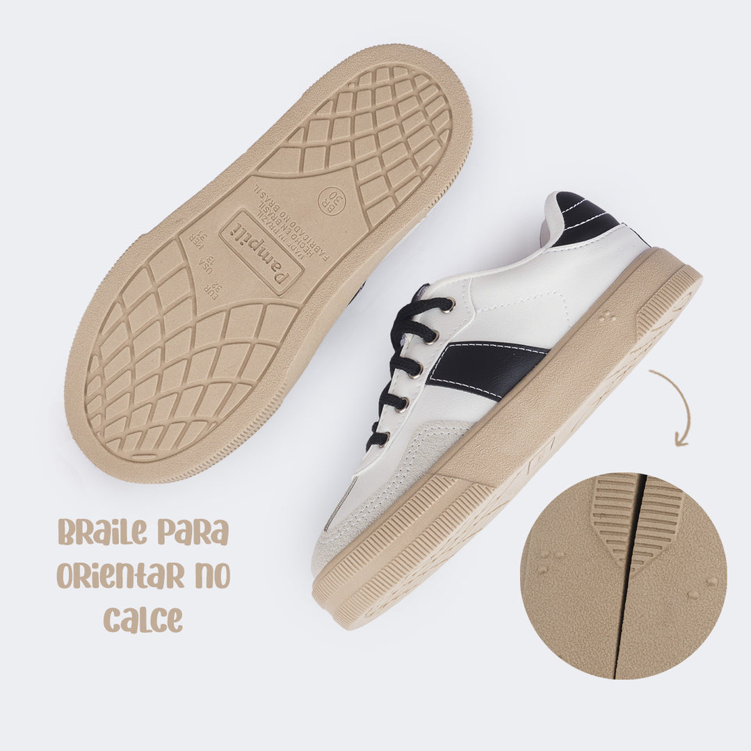 Tenis Infantil Feminino Xt 25 Listra Branco e Preto | Pampili