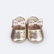 Sapato de Bebê Pampili Nina Corações Dourado