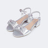 Sandália Infantil Feminina Fancy Salto Laço Prata