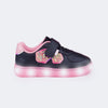 Tênis de Led Infantil Feminino Sneaker Luz Asa Borboleta Preto