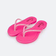 Sandália Chinelo Infantil Pampili Iris Strass Pink Fluor