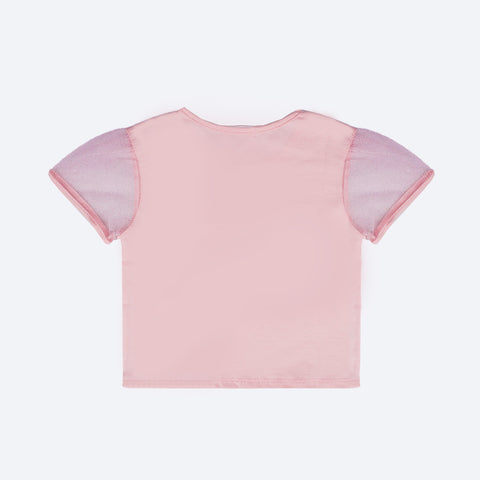 Camiseta Infantil Pampili Tule e Strass Rosa Glacê - costas da camiseta