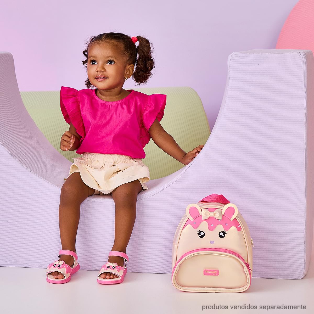 Sandália Papete Infantil Pampili Bia Docinho Rosa Nude