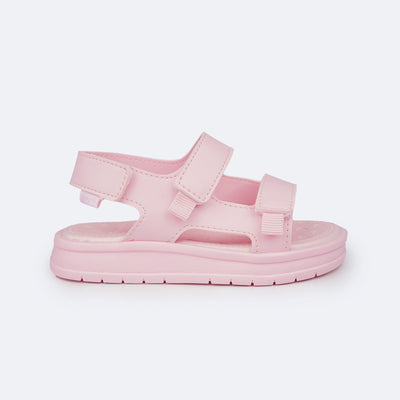 Sandália Papete Infantil Pampili Petit Velcro Triplo Rosa Suspiro