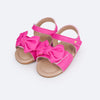 Sandália de Bebê Pampili Nana Laço Duplo Fucsia Neon