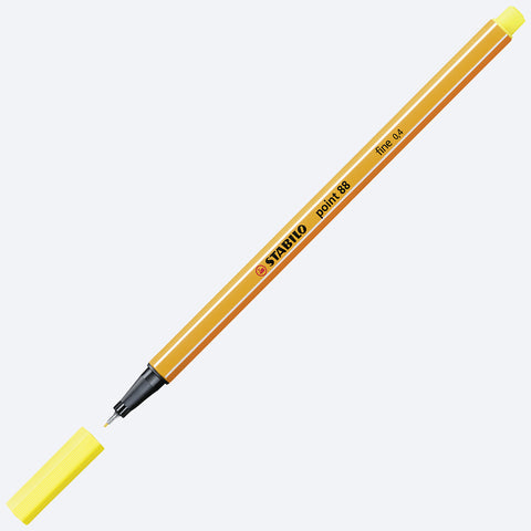 Caneta Stabilo Point 88 Amarela Neon - abertura da caneta