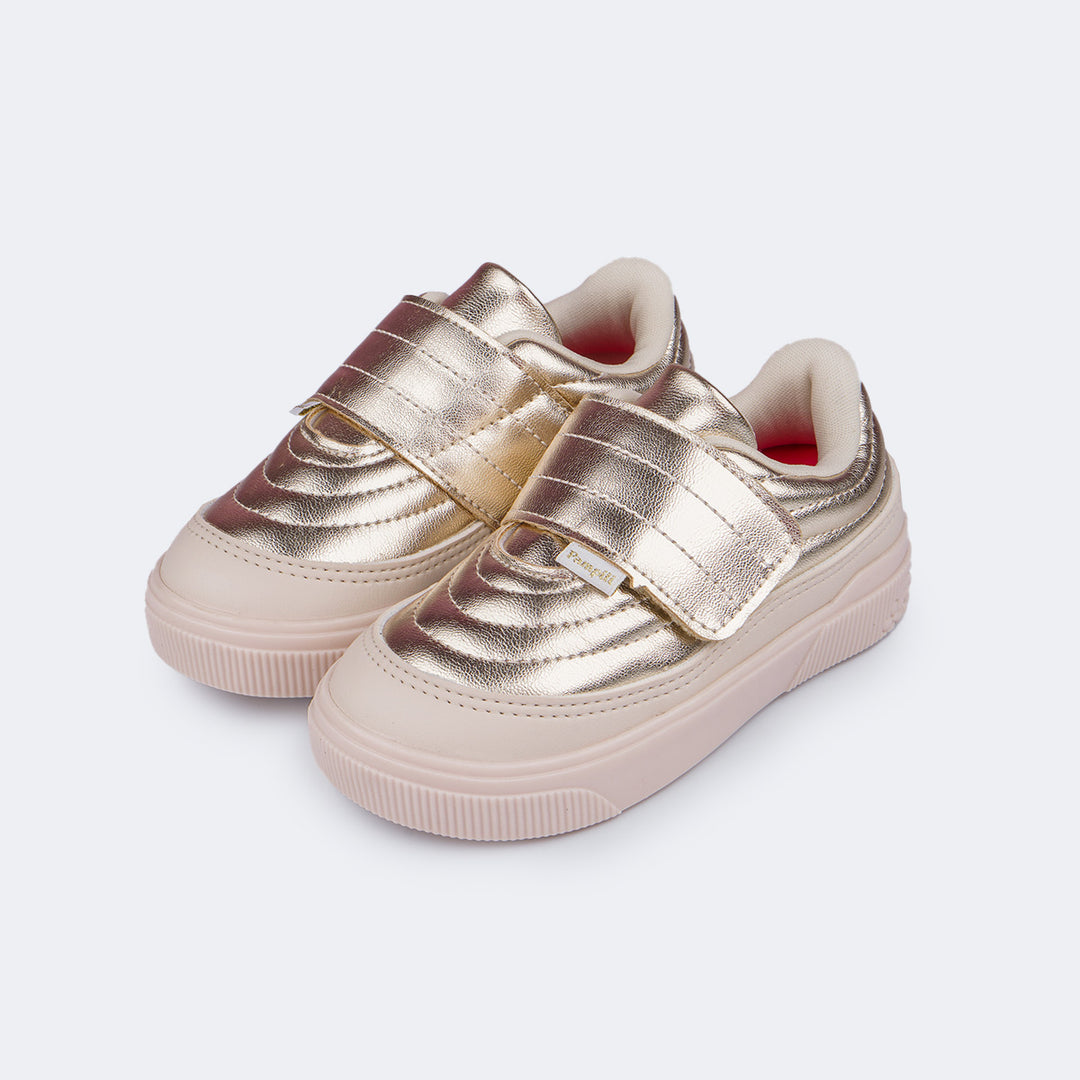 Pearl パンデイロ yumiy Tênis Infantil Feminino Pampili Yumi Matelassê Dourado