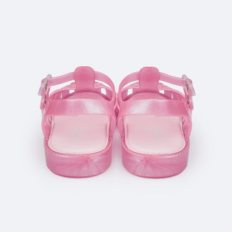 Sandália Infantil Pampili Full Plastic Mini Valen Cintilante Rosa Chiclete - traseira da sandália