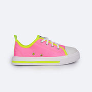 Tênis Infantil Feminino Pampili Easy Rosa e Neon - lateral tênis infantil