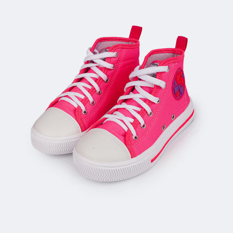 Tênis Cano Médio Pampili Easy Nação Pink Neon - frente do tenis cano medio feminino