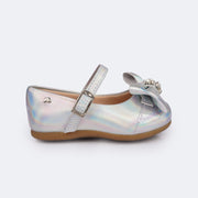 Sapato Infantil Pampili Mini Angel Strass Prata Holográfico - sapato infantil feminino 