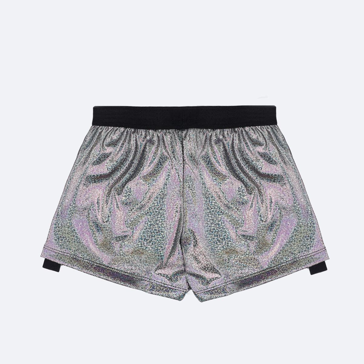 Short Saia Infantil Pampili Prata Holográfico - traseira do short saia