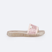 Chinelo Infantil Feminino Pampili Candy Glitter Rosa Novo - Vem com Bolsinha - lateral do chinelo