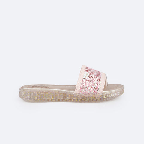 Chinelo Infantil Feminino Pampili Candy Glitter Rosa Novo - Vem com Bolsinha - lateral do chinelo