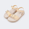 Sandália Papete Infantil Feminina Olivia Fivela Dourada Pêssego