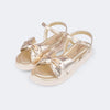 Sandália Infantil Feminina Tira em Laço Dourada