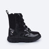 Bota Coturno Infantil Feminina Thina Glitter Preta Verniz