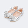 Sapatilha Infantil Feminina Bailarina Laço Prata