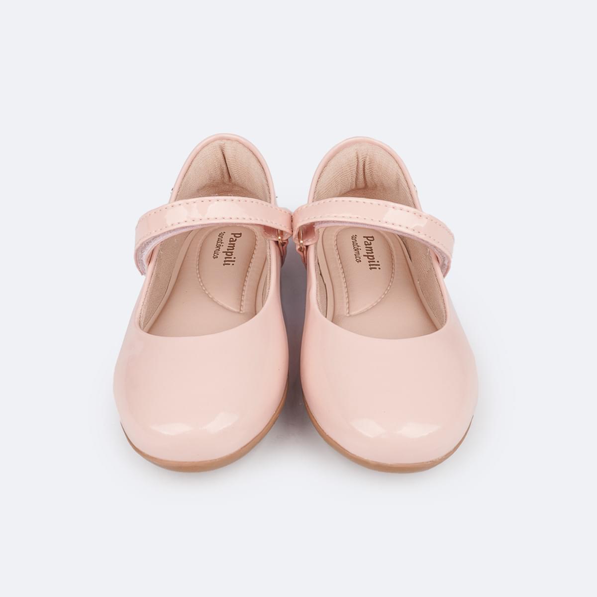 Sapatilha Infantil Pampili Bailarina Tira com Velcro Rosa Novo