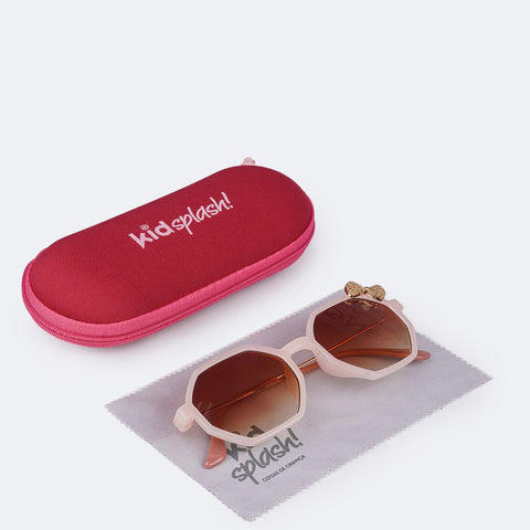 Óculos de Sol Infantil KidSplash! Proteção UV Laço Nude - óculos com a caixinha