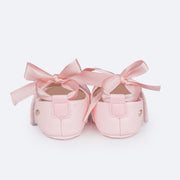 Sapato de Bebê Pampili Nina Bailarina Rosa Baby - Vem com faixa de cabelo! traseira do sapato