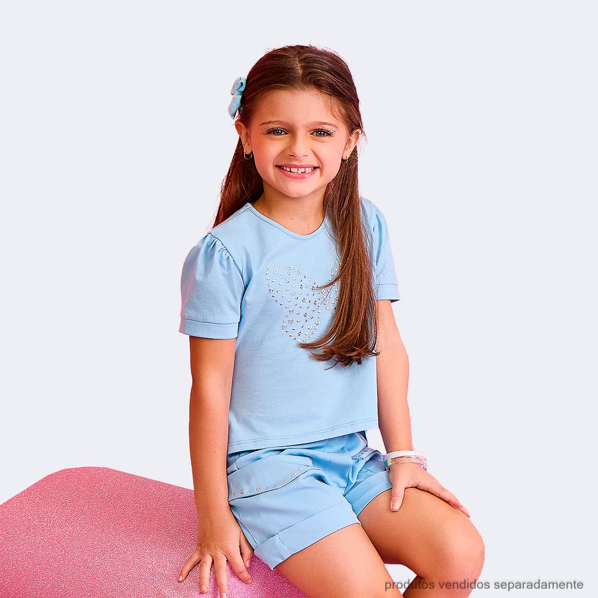 Camiseta Infantil Pampili com Borboleta Azul Claro