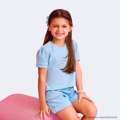 Camiseta Infantil Pampili com Borboleta Azul Claro