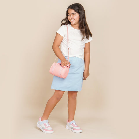 Bolsa Tiracolo Infantil Pampili Cilindro Glitter Pêssego