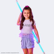 Camiseta Infantil Pampili Glam com Babado Lilás