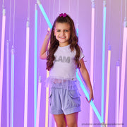 Short Infantil Pampili Bolsos com Tachas Lilás