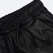 Calça Wide Leg Vic&Vicky Couro Sintético Preta - elástico calça de couro sintético para menina