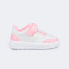 Tênis Infantil Feminino Up Recortes Branco e Rosa Neon