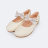Sapato Infantil Feminino Pampili Angel Laço Removível Tela e Strass Tapioca