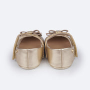 Sapato de Bebê Pampili Nina Momentos Especiais Laço Strass Dourado - traseira do sapato com velcro