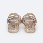 Sandália de Led Infantil Pampili Lulli Glitter e Pontos Coloridos Dourada - traseira da sandália dourada