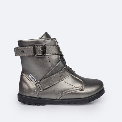 Bota Infantil Feminina Pampili Rubi Rocker Grafite - lateral bota infantil